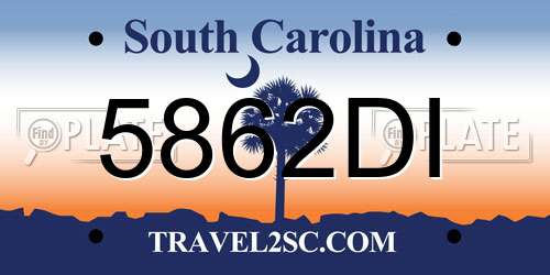 5862DI South Carolina License Plate
