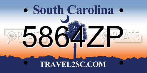 5864ZP South Carolina License Plate