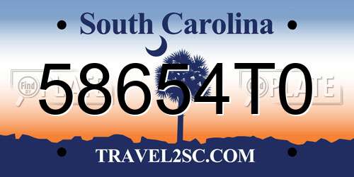 58654T0 South Carolina License Plate