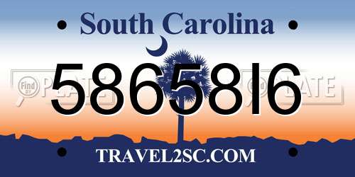 58658I6 South Carolina License Plate