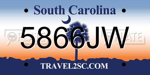 5866JW South Carolina License Plate