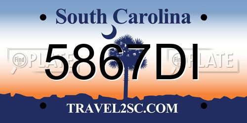 5867DI South Carolina License Plate