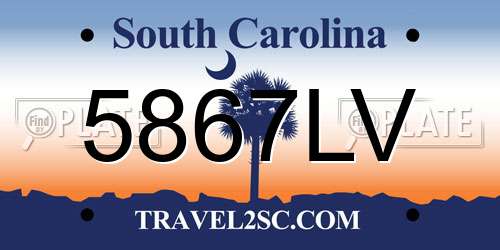 5867LV South Carolina License Plate