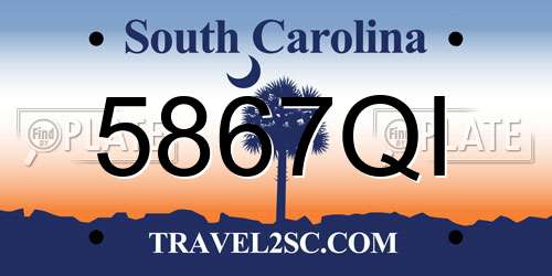 5867QI South Carolina License Plate