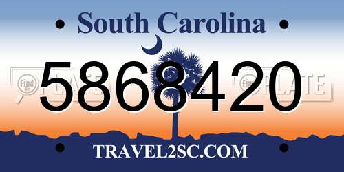 5868420 South Carolina License Plate