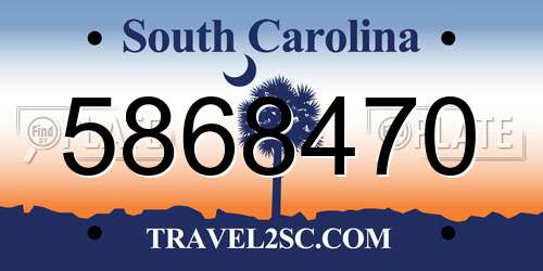 5868470 South Carolina License Plate