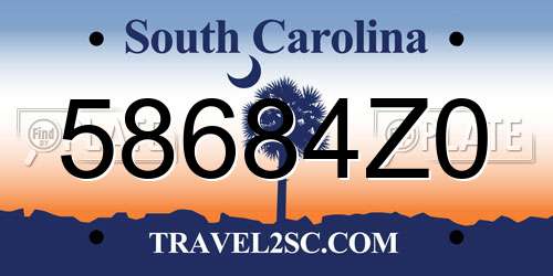 58684Z0 South Carolina License Plate