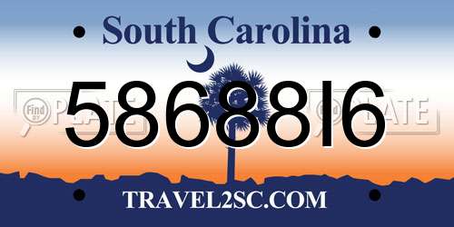 58688I6 South Carolina License Plate