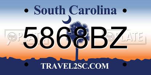 5868BZ South Carolina License Plate