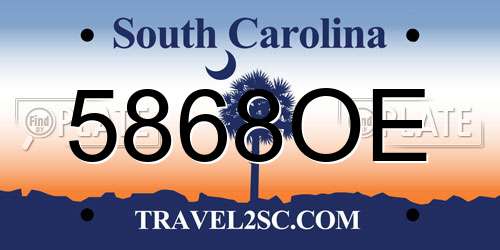 5868OE South Carolina License Plate