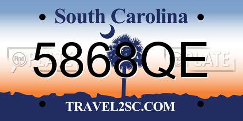 5868QE South Carolina License Plate