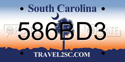 586BD3 South Carolina License Plate