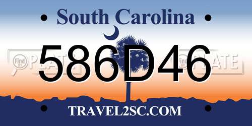 586D46 South Carolina License Plate