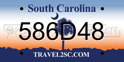 586D48 South Carolina License Plate