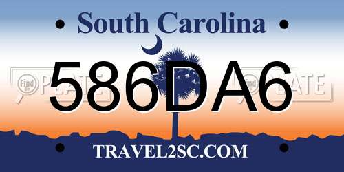 586DA6 South Carolina License Plate