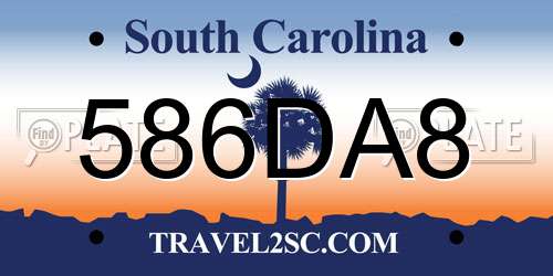 586DA8 South Carolina License Plate