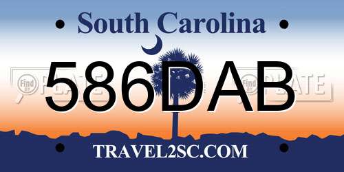 586DAB South Carolina License Plate