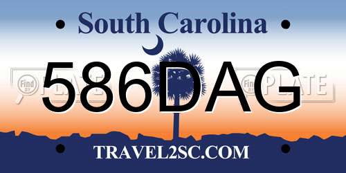 586DAG South Carolina License Plate