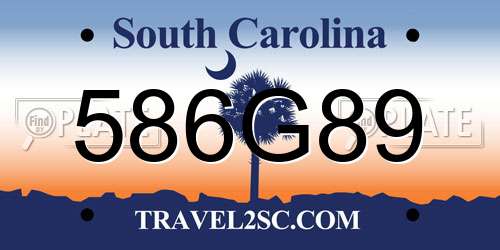 586G89 South Carolina License Plate