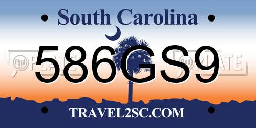 586GS9 South Carolina License Plate