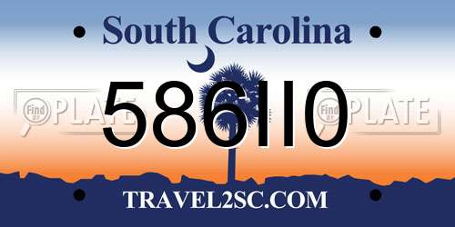 586II0 South Carolina License Plate