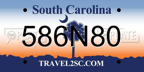 586N80 South Carolina License Plate