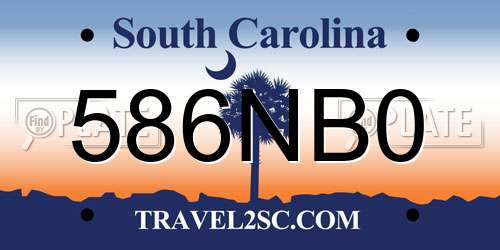 586NB0 South Carolina License Plate