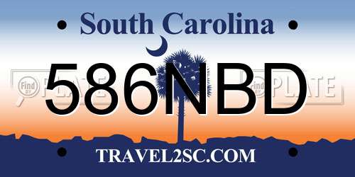 586NBD South Carolina License Plate