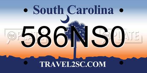 586NS0 South Carolina License Plate