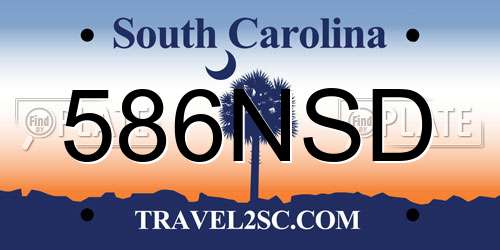 586NSD South Carolina License Plate