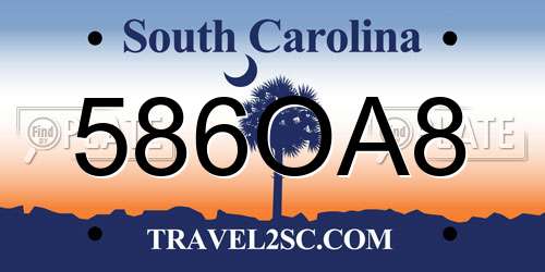 586OA8 South Carolina License Plate