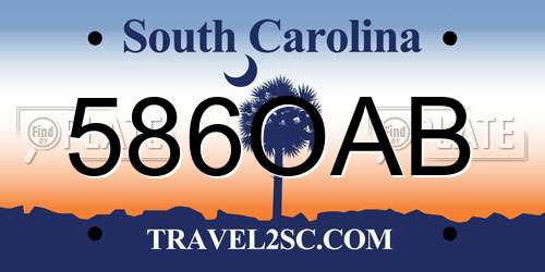 586OAB South Carolina License Plate