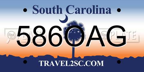 586OAG South Carolina License Plate