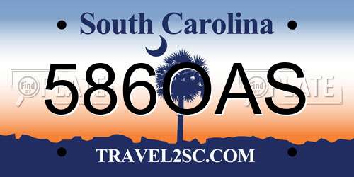 586OAS South Carolina License Plate