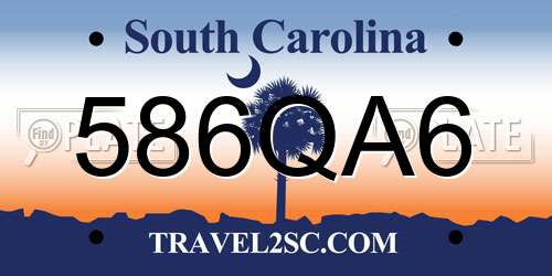 586QA6 South Carolina License Plate