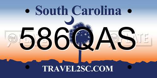 586QAS South Carolina License Plate