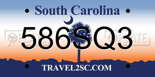 586SQ3 South Carolina License Plate