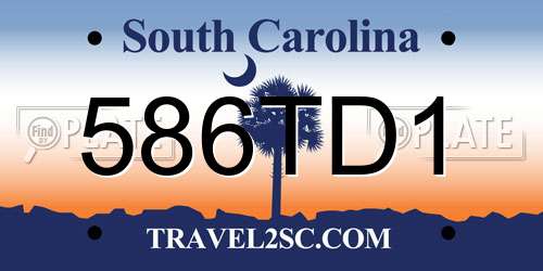 586TD1 South Carolina License Plate
