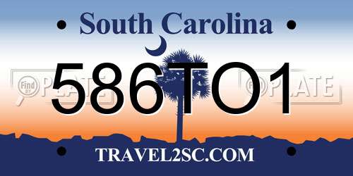 586TO1 South Carolina License Plate
