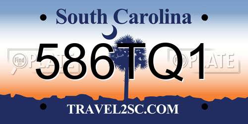 586TQ1 South Carolina License Plate