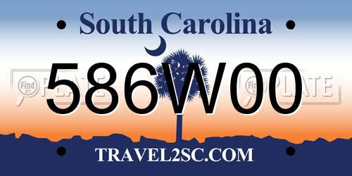 586W00 South Carolina License Plate