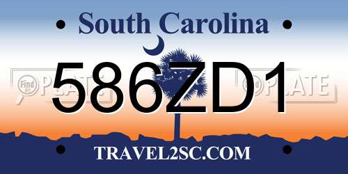 586ZD1 South Carolina License Plate