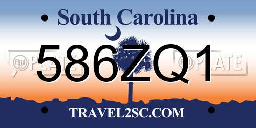 586ZQ1 South Carolina License Plate