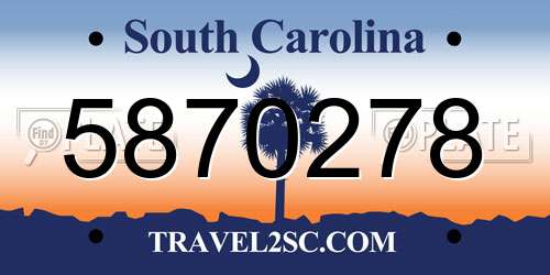 5870278 South Carolina License Plate