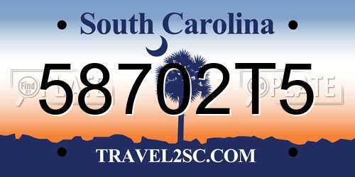 58702T5 South Carolina License Plate