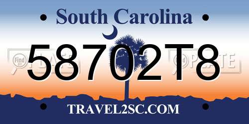 58702T8 South Carolina License Plate
