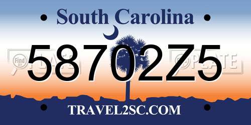 58702Z5 South Carolina License Plate