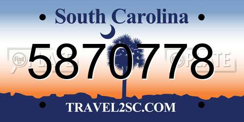 5870778 South Carolina License Plate