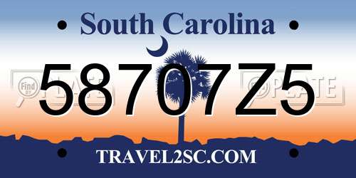 58707Z5 South Carolina License Plate