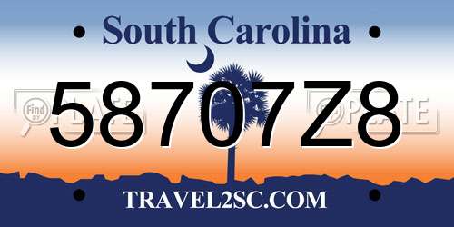 58707Z8 South Carolina License Plate